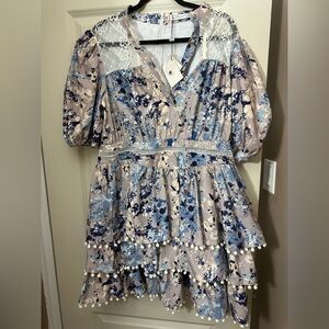 Floral Blue and White Women's Dress